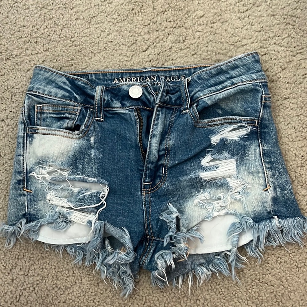 American Eagle high rise shortie Jean shorts